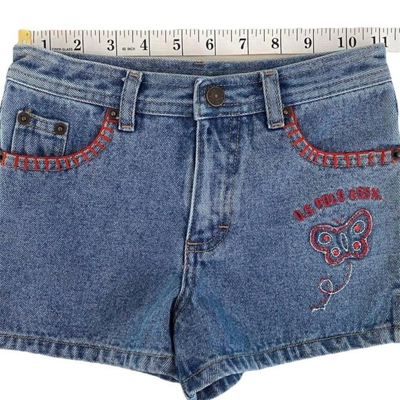 U.S. Polo Assn. Girl's Vintage y2k Butterfly American Flag Denim Shorts Size 6 - Picture 9 of 14